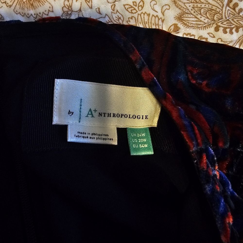 Anthropologie Paisley Velvet Burnout Long Sleeve Dress - Picture 7 of 11